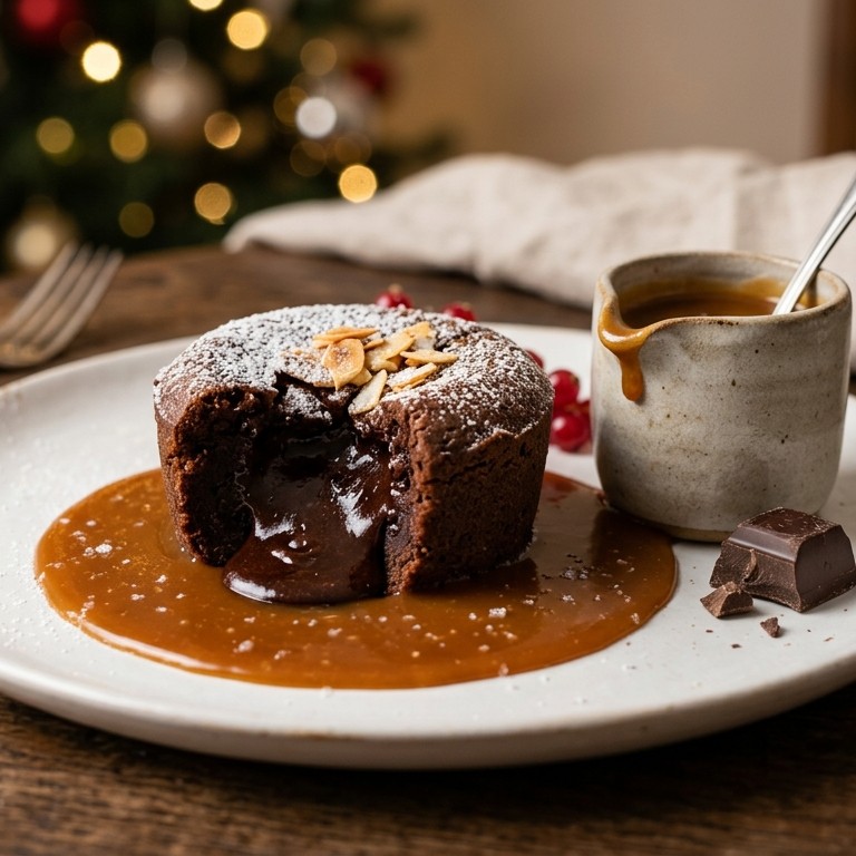 Vloeibaar chocoladetaartje met toffeeaus recept
