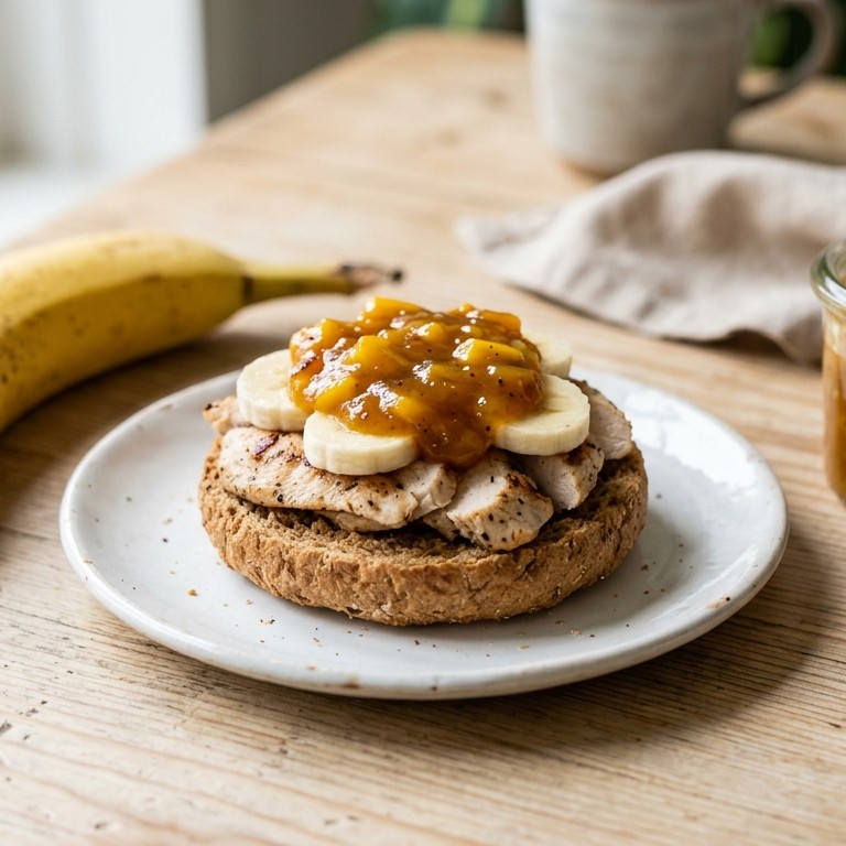 Volkoren beschuit met kipfilet en banaan recept