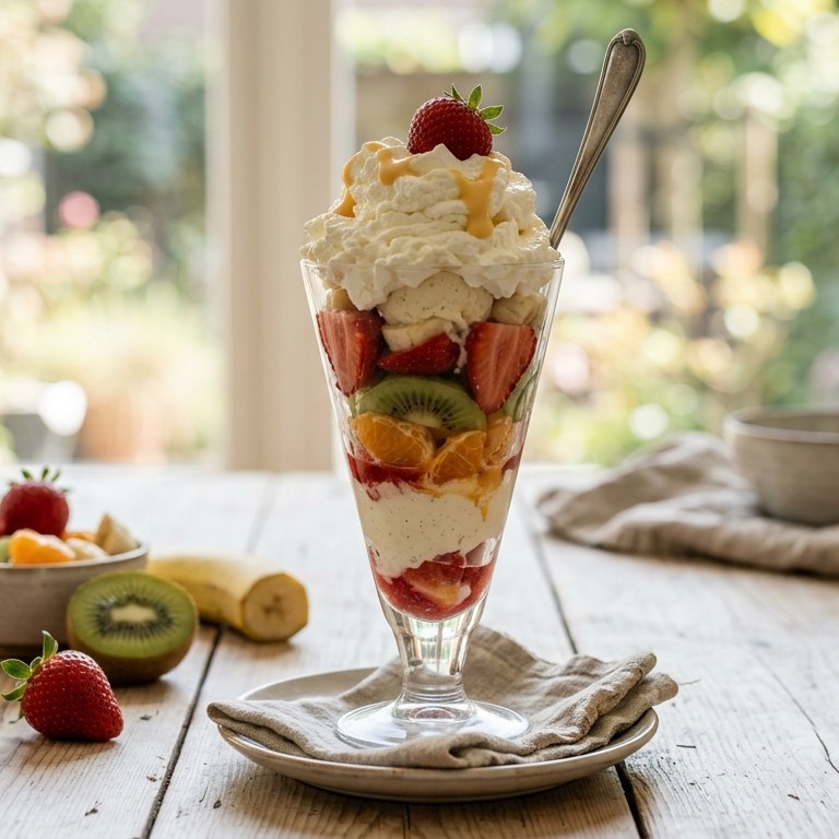 Vruchten met ijs en slagroom recept