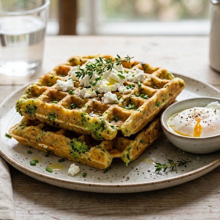 Wafels met broccoli en geitenkaas recept