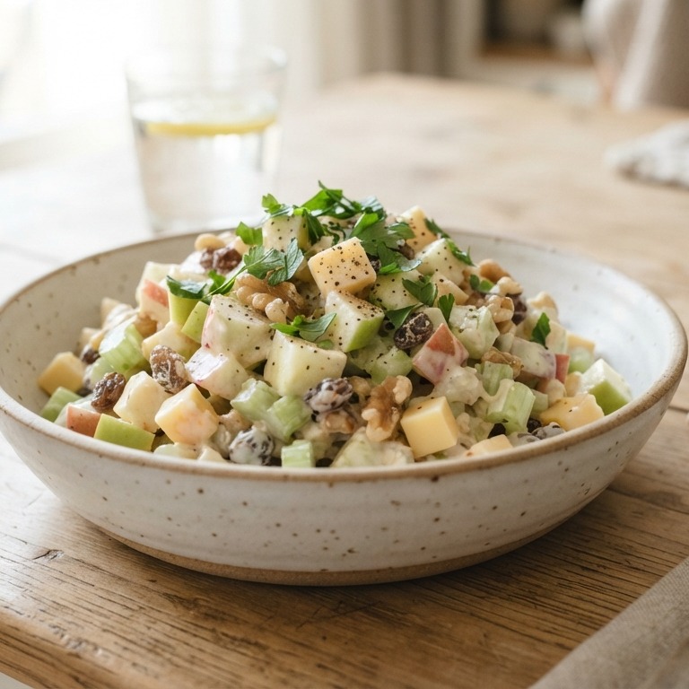 Waldorfsalade met dadel-yoghurtsaus recept
