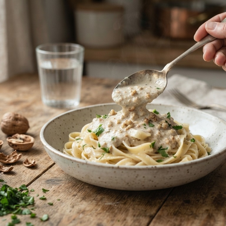 Walnotensaus voor over de pasta recept