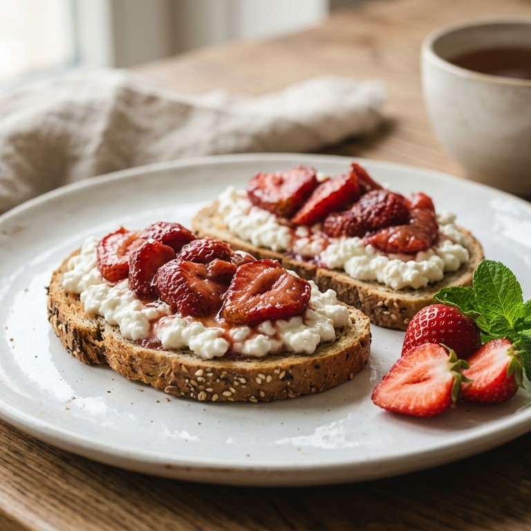 Warm geroosterde aardbeien-kaasbrood recept