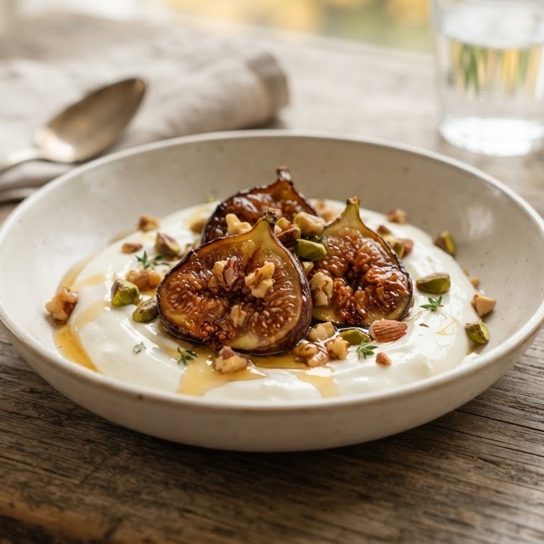 Warme honing vijgen met yoghurt recept