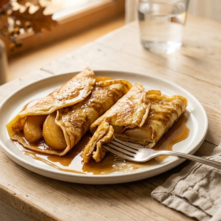 Warme pannenkoeken met gekarameliseerde peren recept
