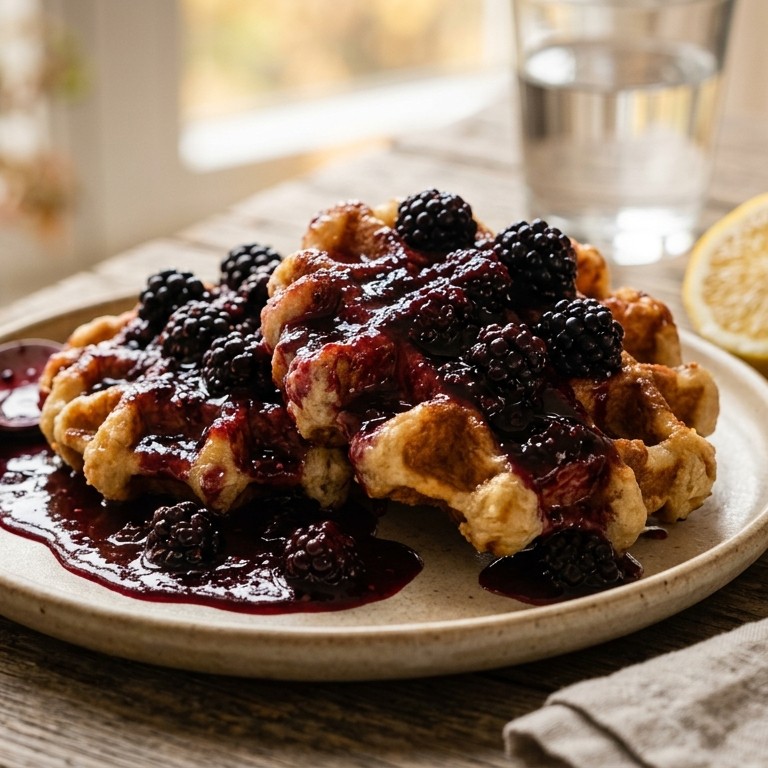 Warme wafels met  bramensaus recept