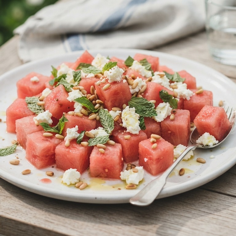Watermeloen salade met geitenkaas recept