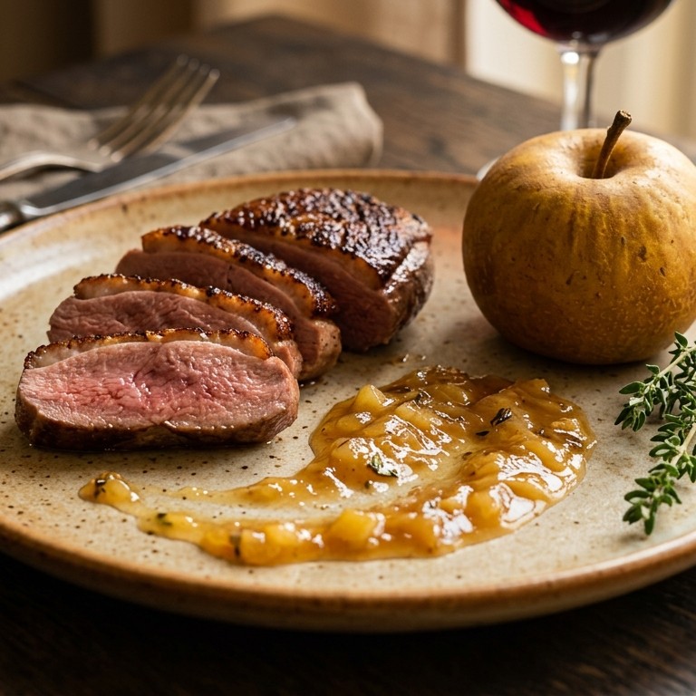 Wilde eendenfilet met goudreinetsaus recept
