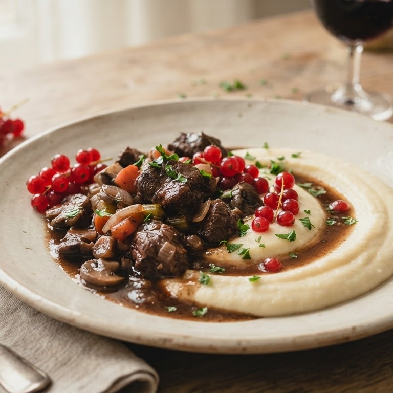 Wildzwijn stoofpotje met knolselderijpuree recept