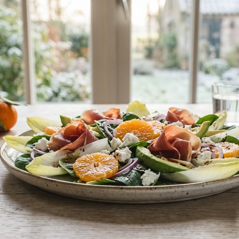 Wintersalade met mandarijn en ham recept