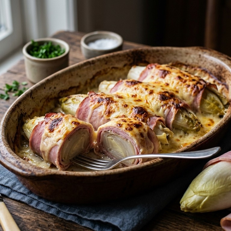 Witlof gerold in kaas en ham recept