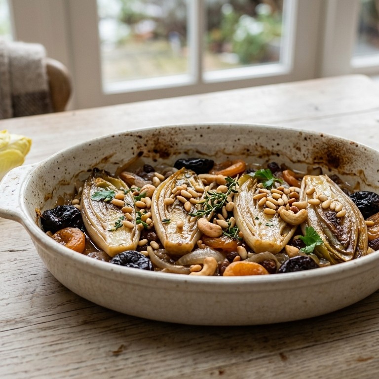 Witlof met gedroogde vruchten en noten recept