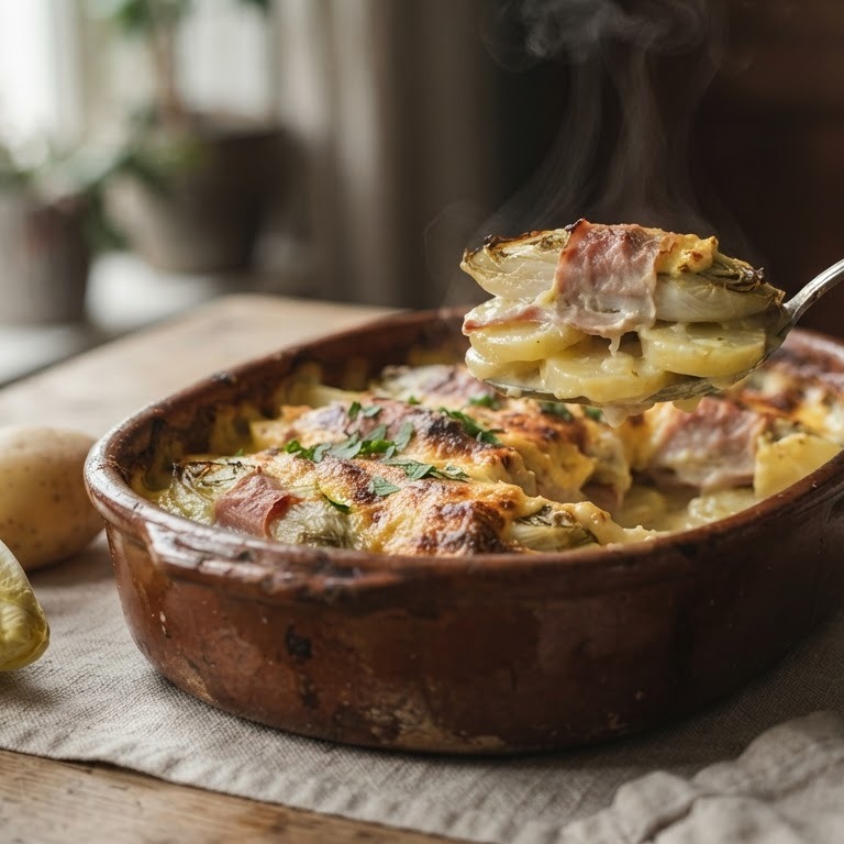 Witlof met ham kaas en aardappels uit de oven recept