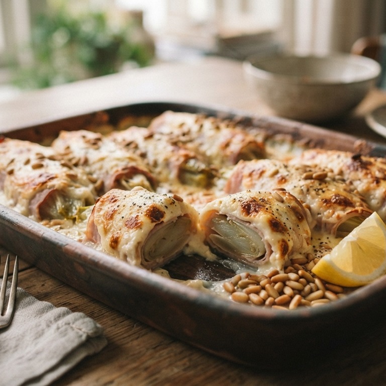 Witlof met ham, kaas en crème fraiche recept