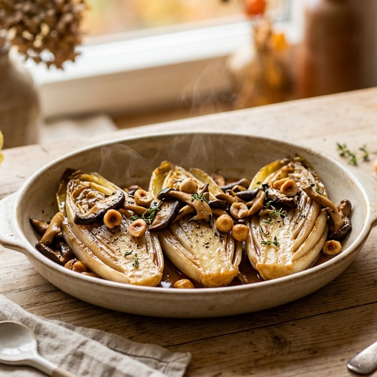 Witlof met paddestoelen en noten recept