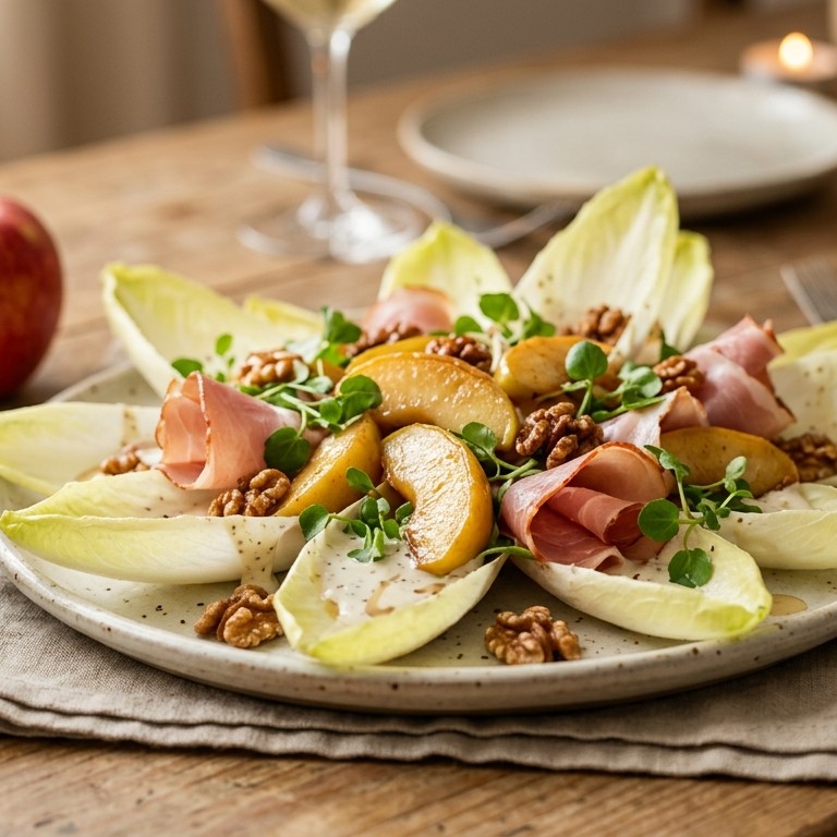 Witlofsalade met appel en gerookte ham recept