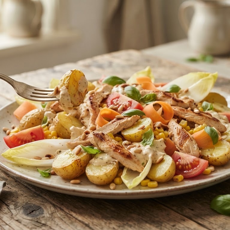 Witlofsalade met kip en krieltjes recept