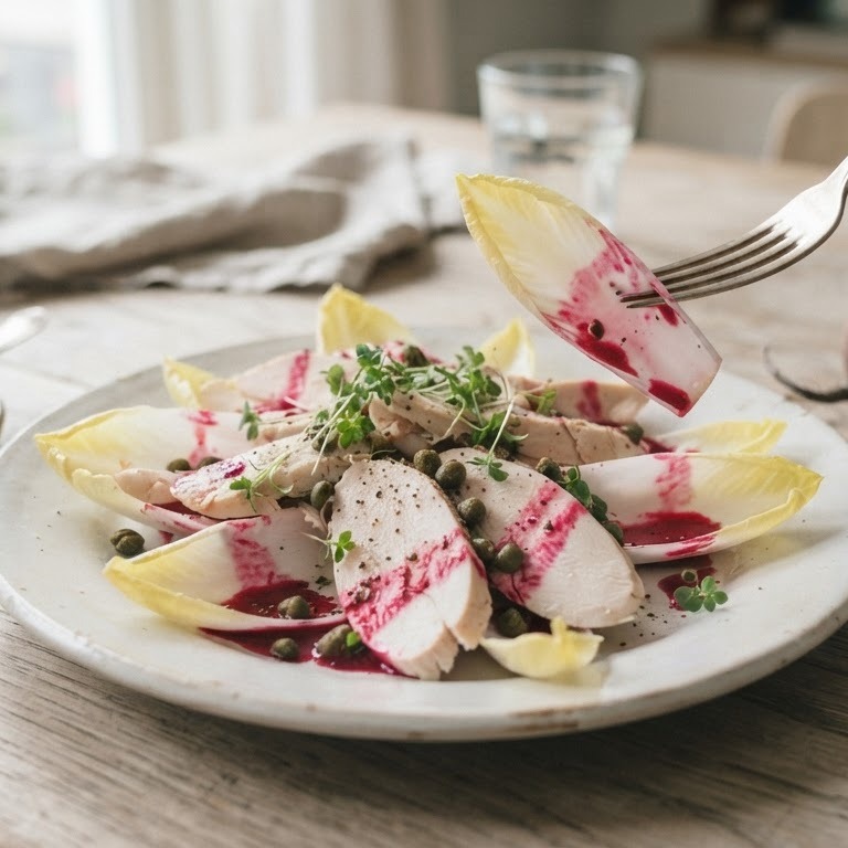 Witlofsalade met kipfilet en bietjesdressing recept