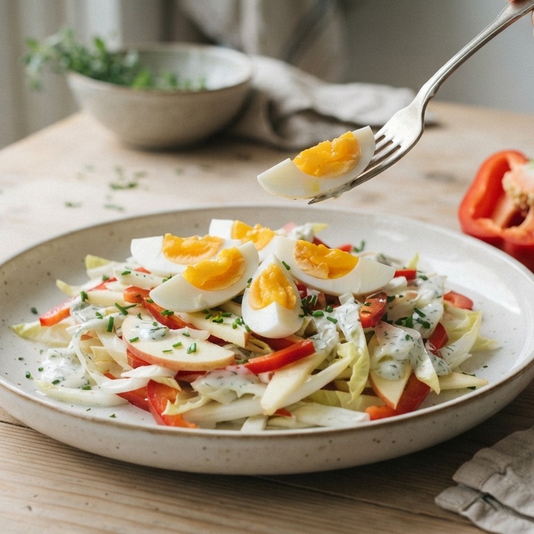 Witlofsalade met paprika, appel en ei recept