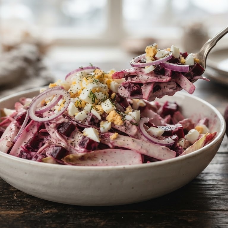 Witlofsalade met rode bietjes recept