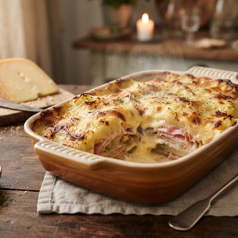 Witlofschotel met ham en kaassaus recept