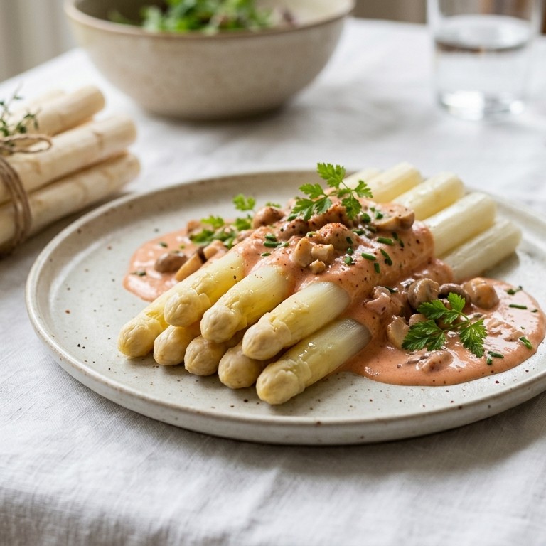 Witte asperges met Aurorasaus recept