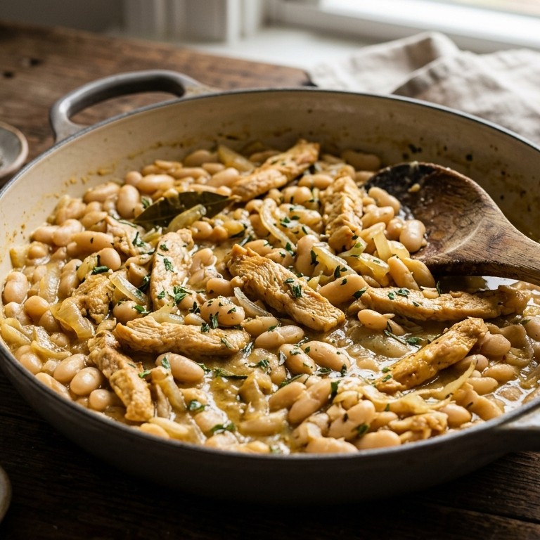 Witte bonen met kalkoenfilet en ui recept