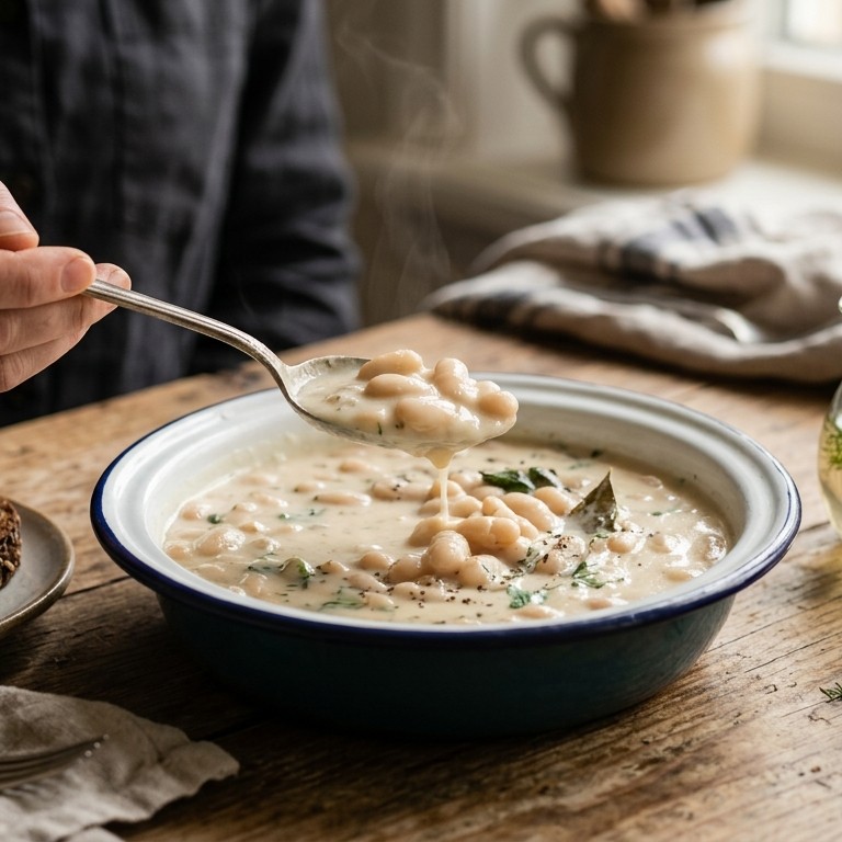 Witte bonen met zure roomsaus recept