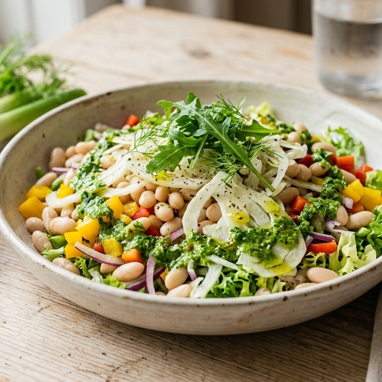 Witte bonen  salade met rucoladressing recept