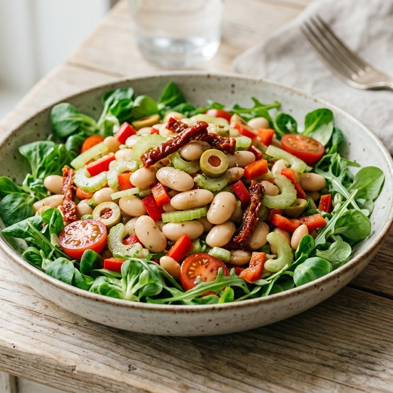 Witte bonensalade met olijven en tomaten recept