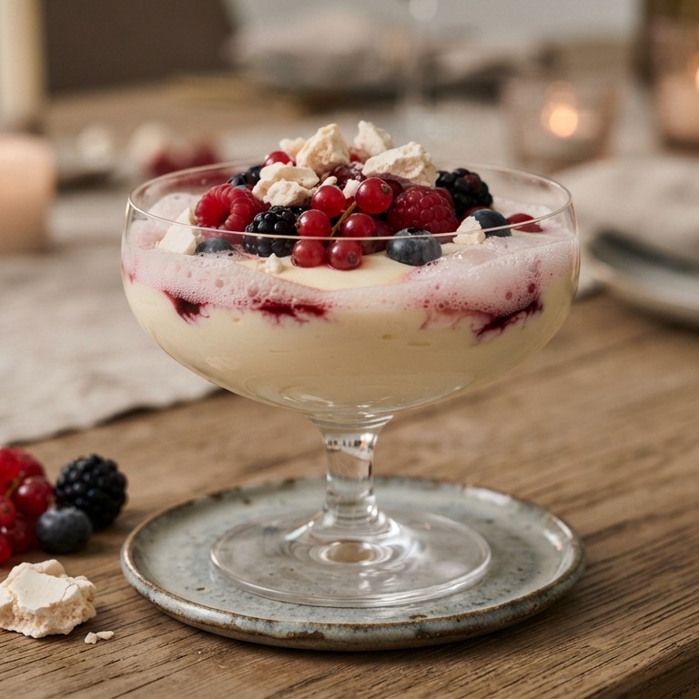 Witte chocolademousse met rood fruit en schuim recept