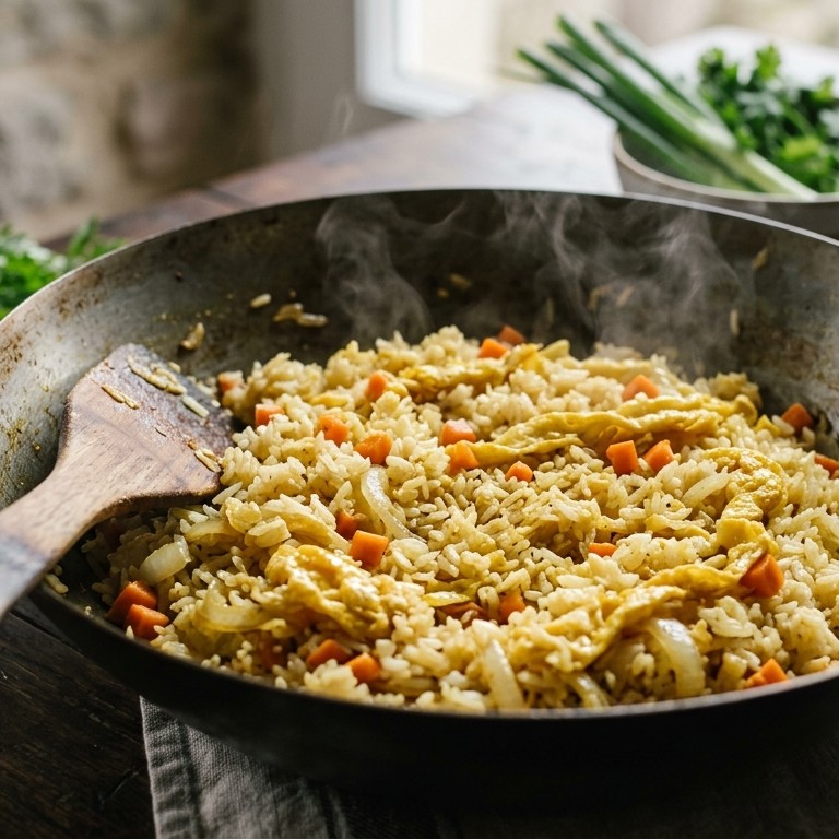 Witte nasi met ei en wortels recept