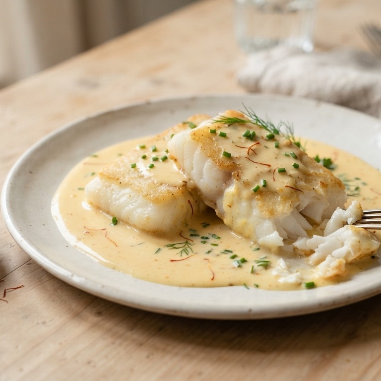 Witte vis met saffraansaus recept