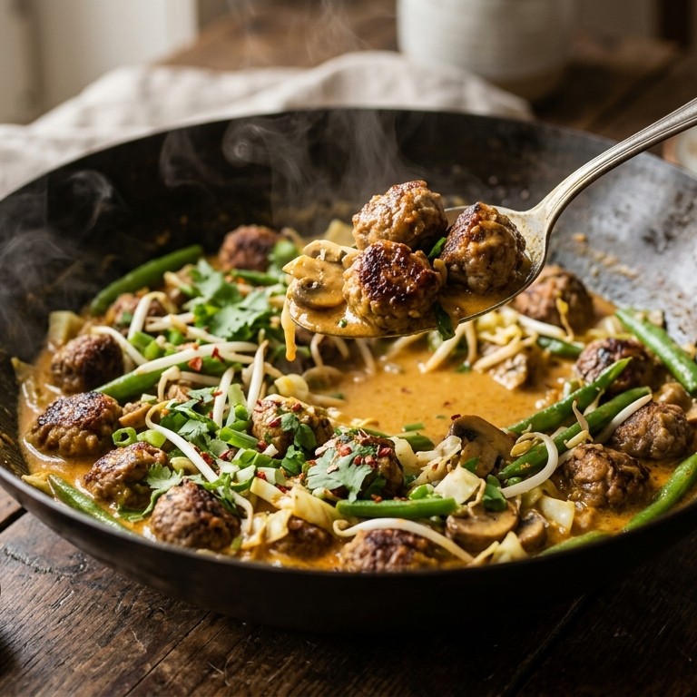 Wok met gehaktballetjes recept