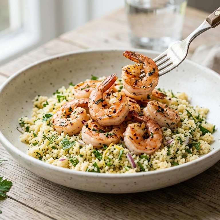 Wokgarnalen met couscous recept