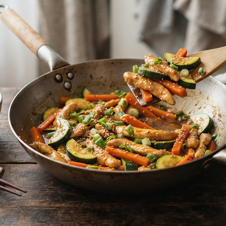 Wokgerecht met courgette en wortel recept