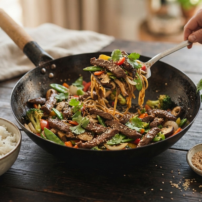 Wokgroenten met runderreepjes recept