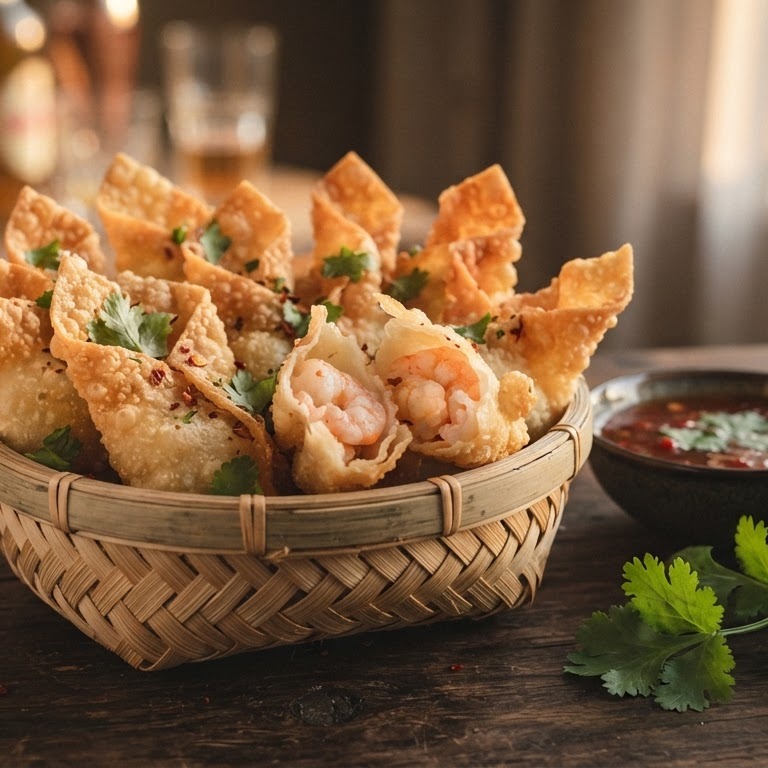 Wontons met garnalen recept