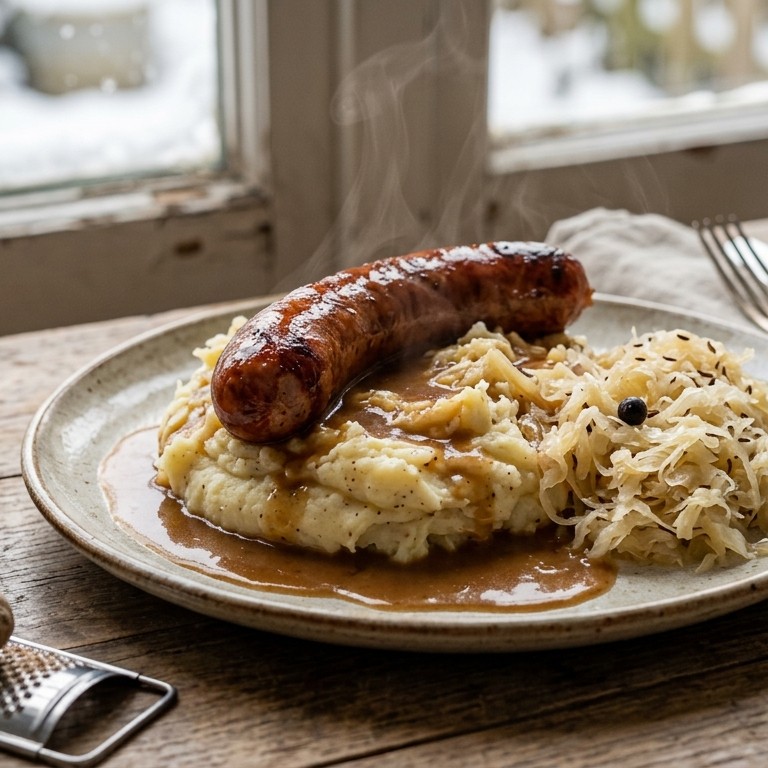 Worst met zuurkool en puree recept
