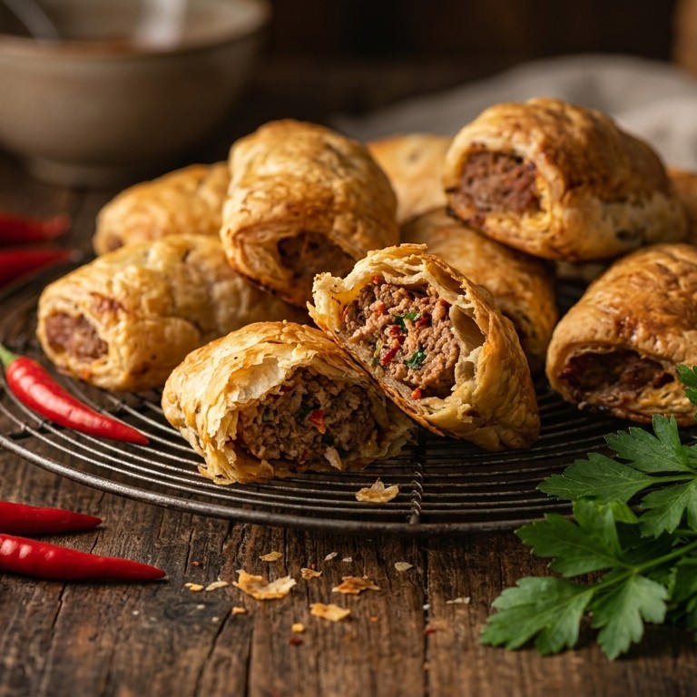 Worstenbroodjes (pittig) recept