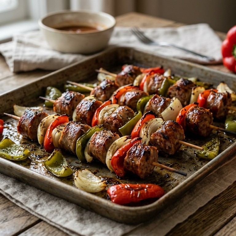Worstspiesjes van het bakblik recept