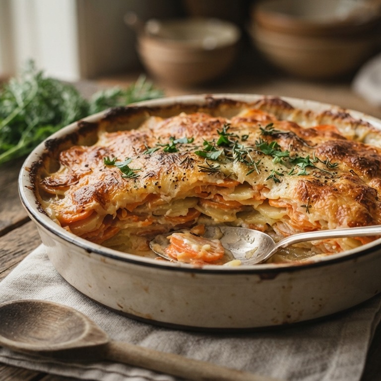 Wortel- aardappelgratin recept