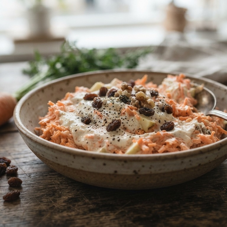 Wortelsalade met appel en rozijnen recept