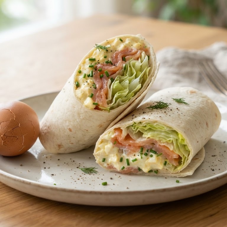 Wrap met ei en zalm recept