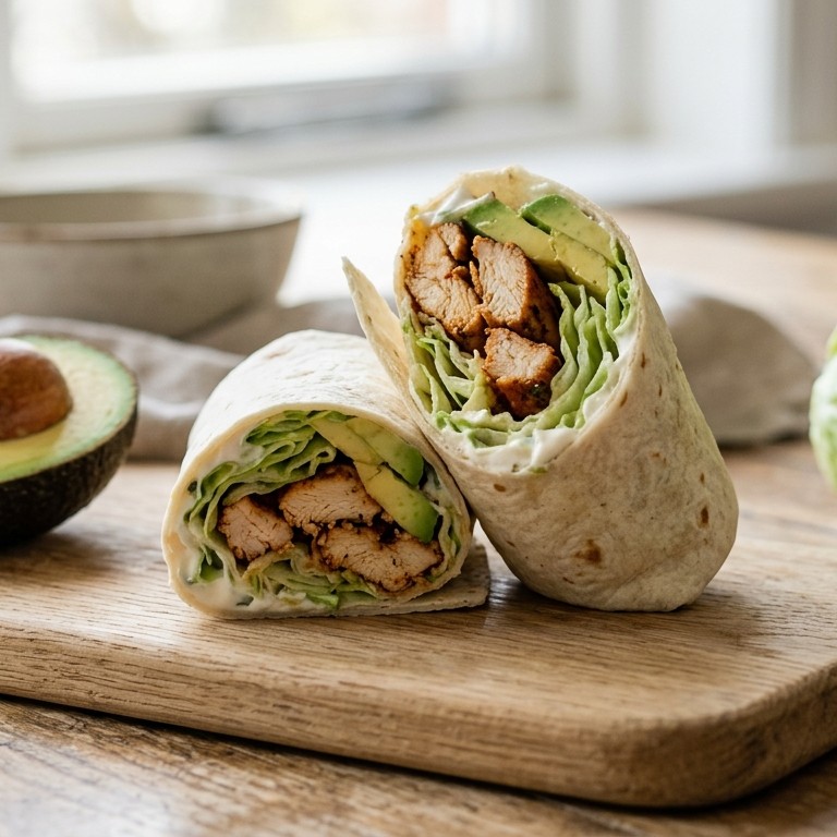 Wrap met ijsbergsla en kipreepjes recept