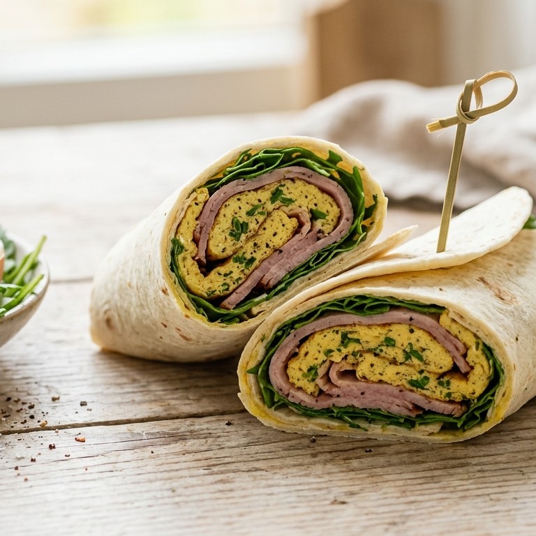 Wrap met kerrie-kruidenomelet en ham recept
