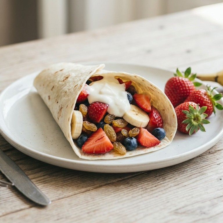 Wrapper met bonte fruitsalade recept