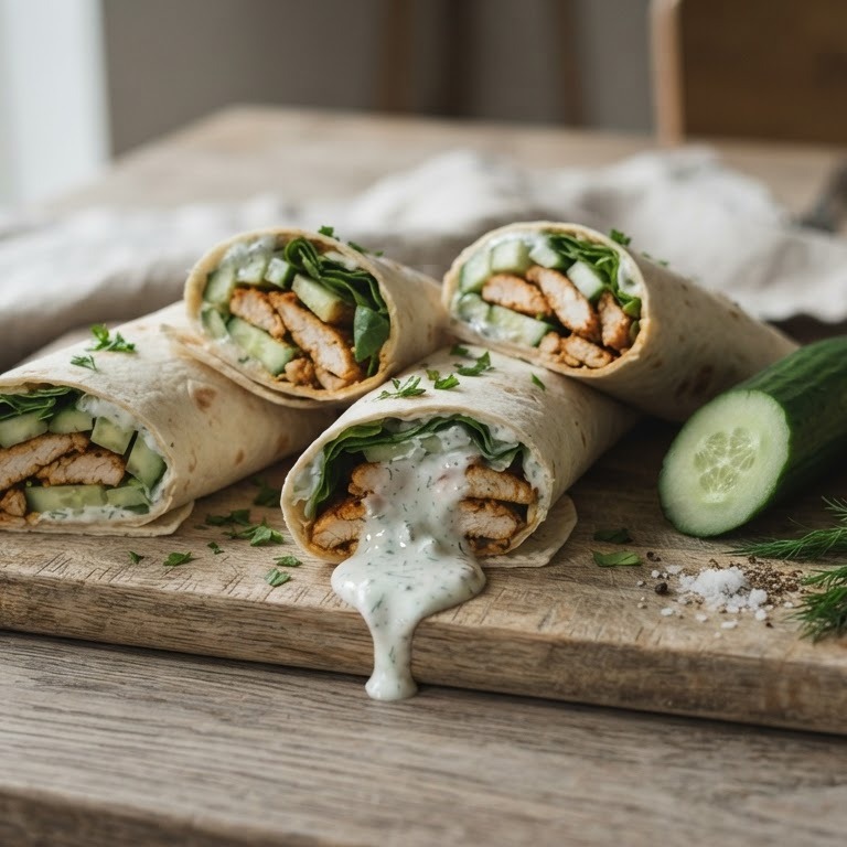 Wraps gevuld met kip en komkommer recept