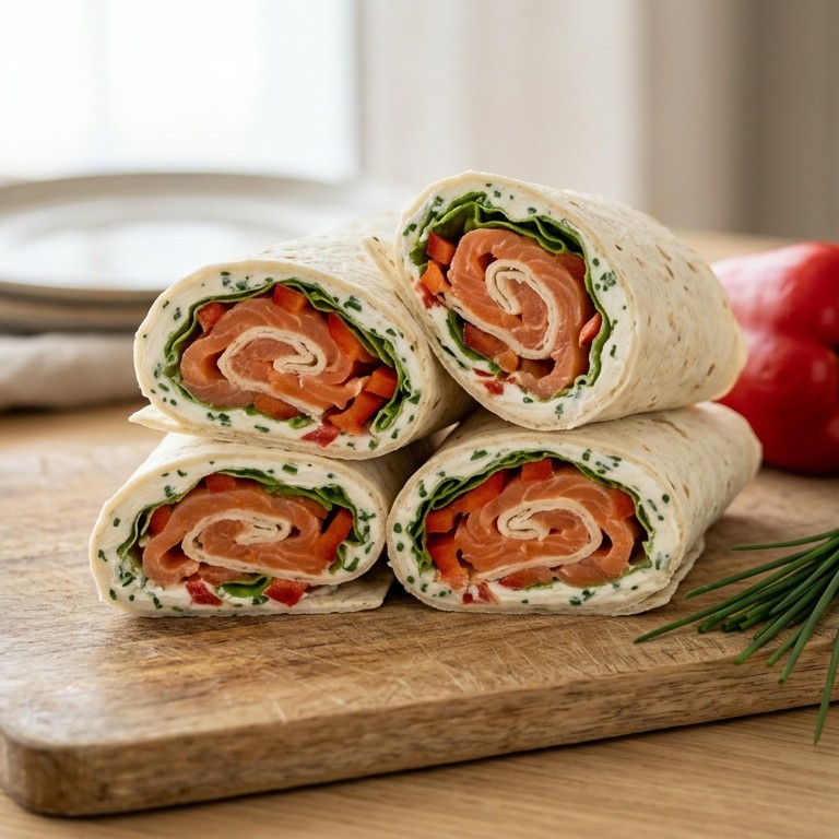 Wraps gevuld met zalm en roomkaas recept
