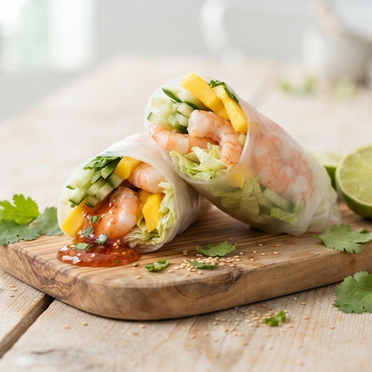 Wraps met garnalen, mango en chillisaus recept